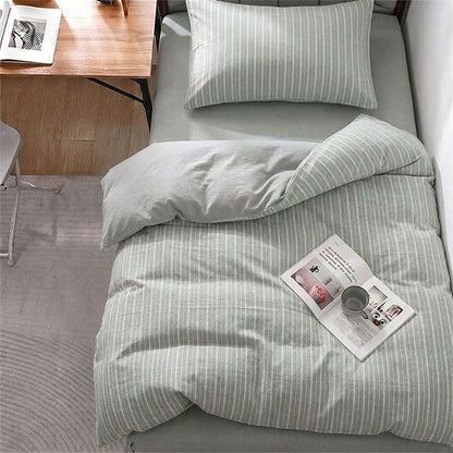 Ownkoti Nordic Stripe Cotton Twin XL Bedding Set - Twin XL - Green - 3-Piece Duvet Set - image 12