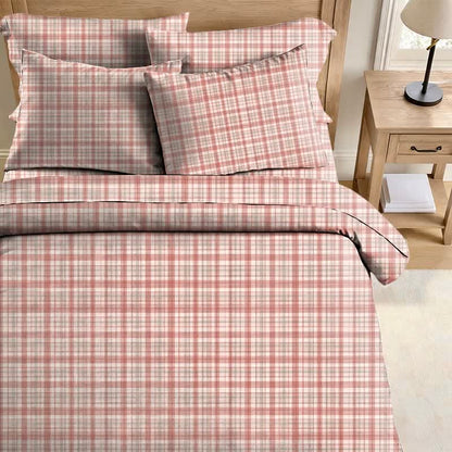 Ownkoti Soft Pink Plaid Twin XL Bedding Set - image 1