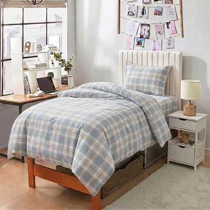 Ownkoti Blue Plaid Cotton Twin XL Bedding Set - image 3