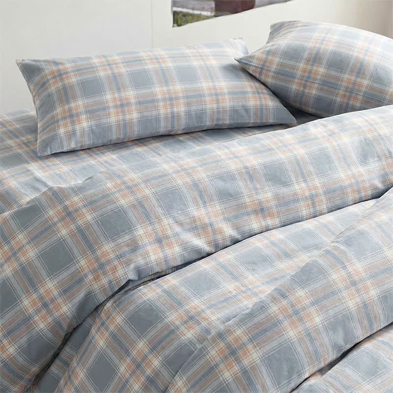 Ownkoti Blue Plaid Cotton Twin XL Bedding Set - image 2