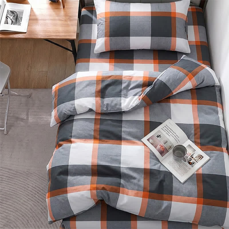 Ownkoti Modern Grey Plaid Twin XL Bedding Set - image 1