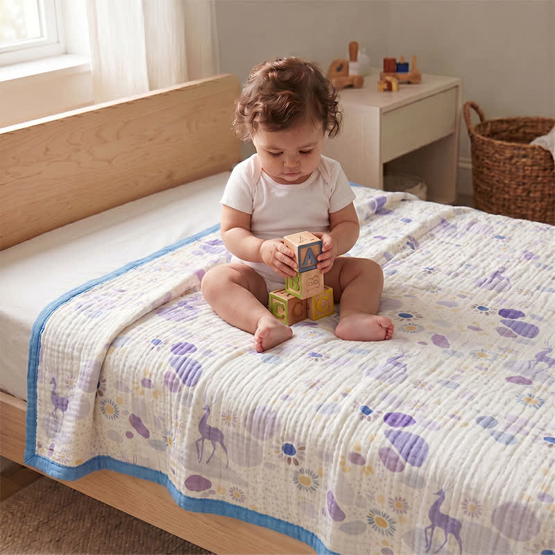 Ownkoti Pastel Bloom Cotton Gauze Blanket - Multicolor - Queen - image 1