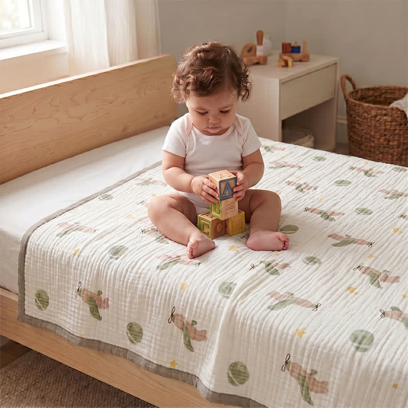 Ownkoti Little Sky Adventure Cotton Muslin Blanket - White - Queen - image 1
