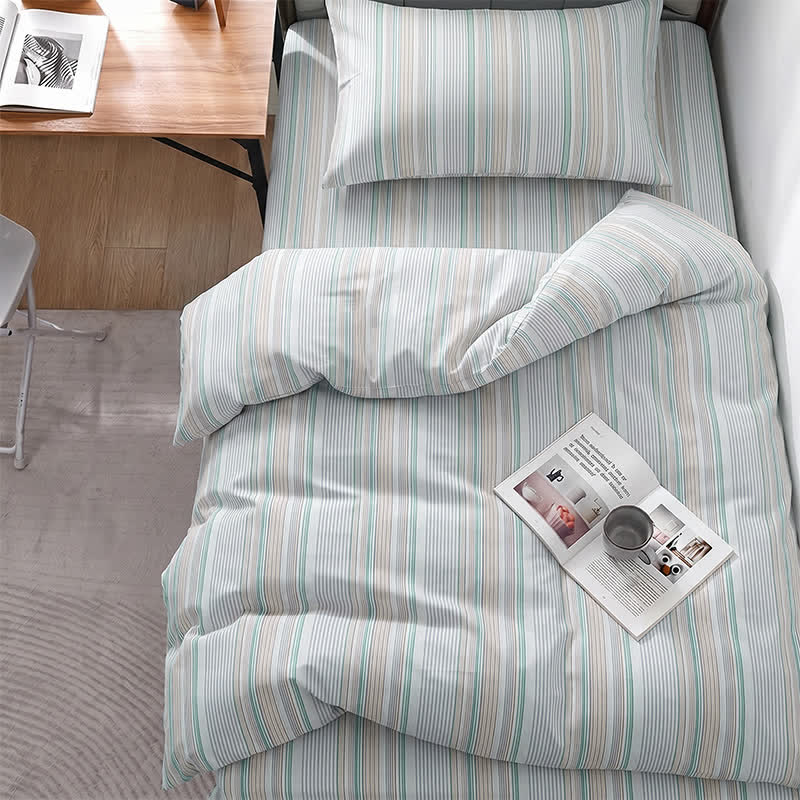 Ownkoti  Pastel Stripe Twin XL Dorm Bedding Set - Twin XL - Green - 3-Piece Duvet Set - image 15