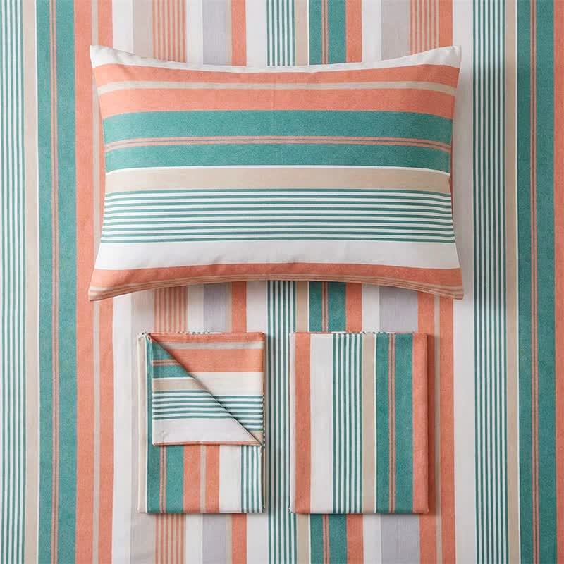 Ownkoti Coral Teal Stripe Twin XL Bedding Set - image 3