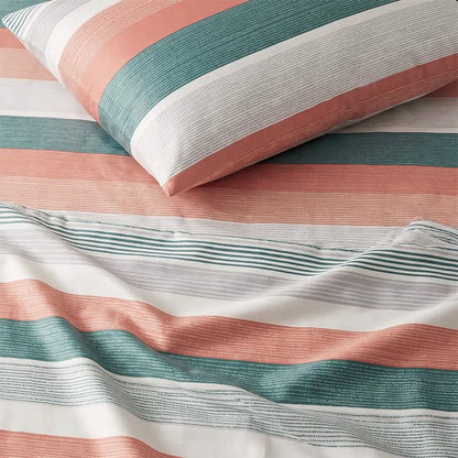 Ownkoti Coral Teal Stripe Twin XL Bedding Set - image 5