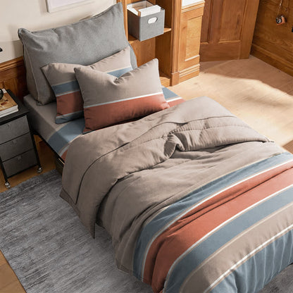 Ownkoti Earth Tone Striped Twin XL Bedding Set - image 2