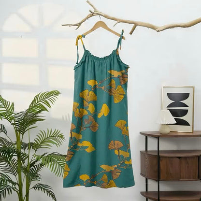 Ownkoti Ginkgo Leaf Tie Strap Maxi NightDress - image 1