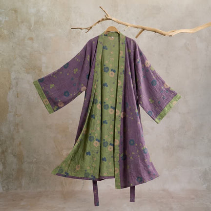 Ownkoti Blossom Cotton Japanese Robe - Purple - 2XL - image 0