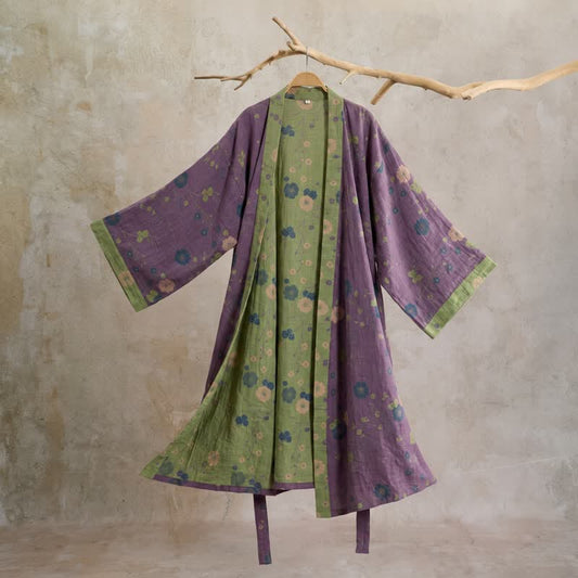 Ownkoti Blossom Cotton Japanese Robe - Purple - 2XL - image 0