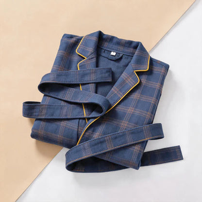 Ownkoti Unisex Style Plaid Cotton Bathrobe - image 3
