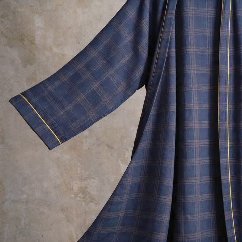 Ownkoti Unisex Style Plaid Cotton Bathrobe - image 4