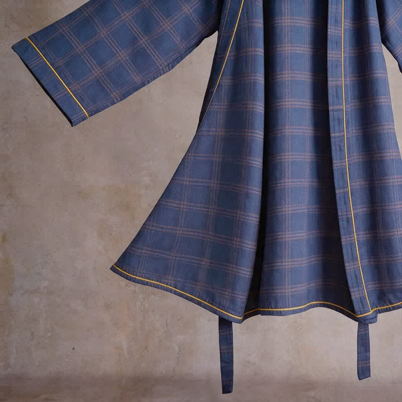 Ownkoti Unisex Style Plaid Cotton Bathrobe - image 5