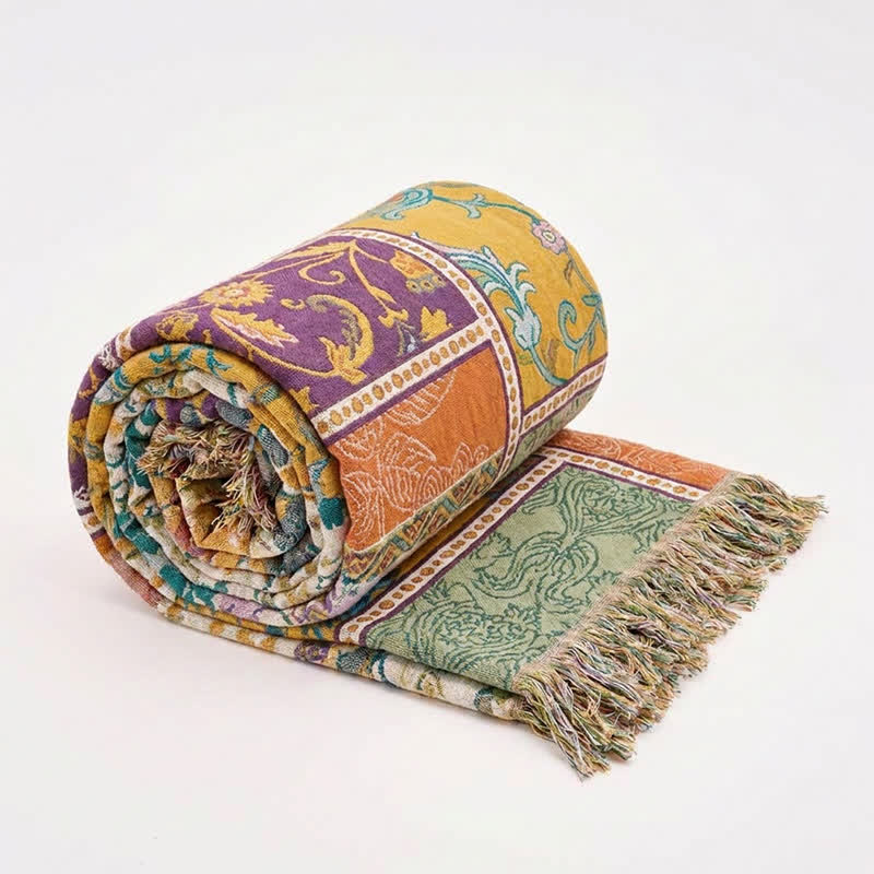 Ownkoti Boho Cotton Patchwork Floral Tassel Quilt - image 0