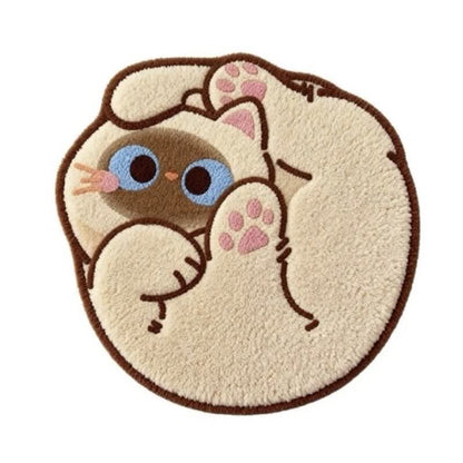 Ownkoti Curled Cat Faux Cashmere Seat Cushion - Beige - 20" × 20" - image 1