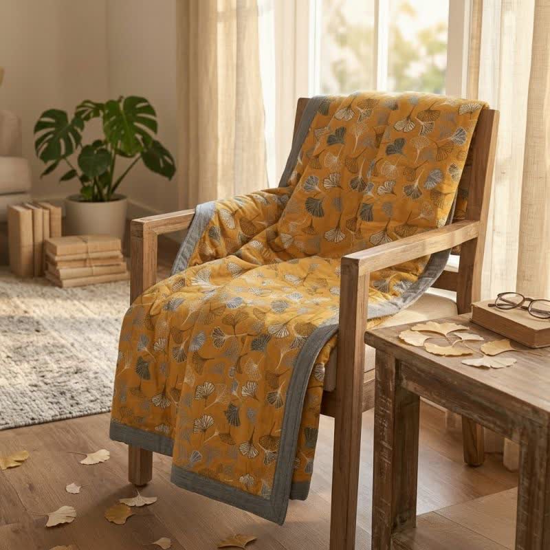 Ownkoti Golden Ginkgo Reversible Cotton Blanket - image 6