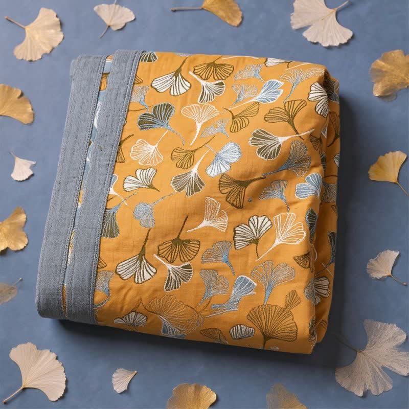 Ownkoti Golden Ginkgo Reversible Cotton Blanket - image 7