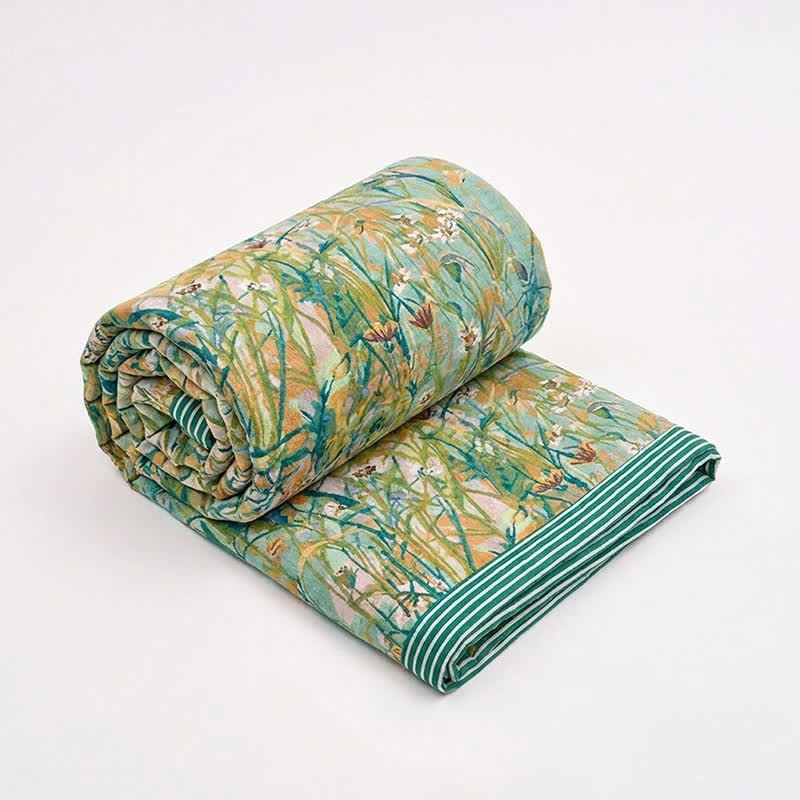 Ownkoti Vintage Iris Field Cotton Jacquard Blanket Quilt - image 0