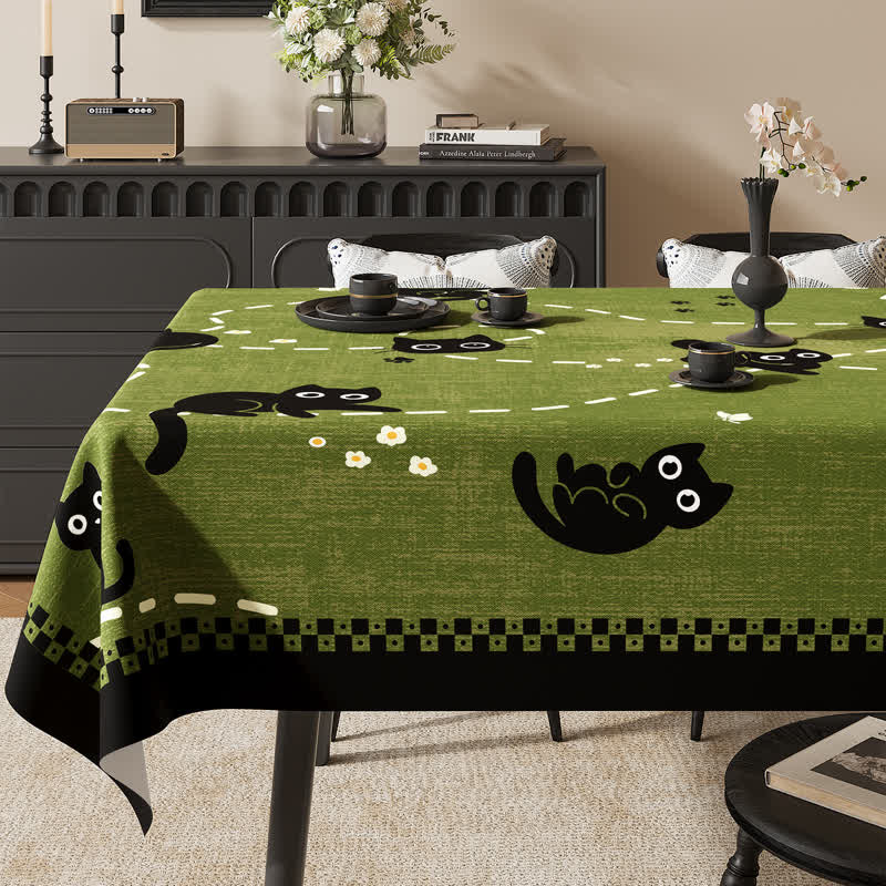 Ownkoti Playful Cat Garden Waterproof PVC Tablecloth - image 2