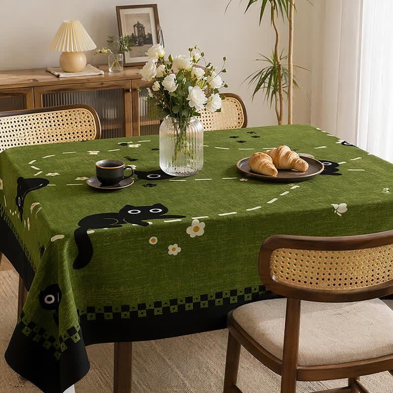 Ownkoti Playful Cat Garden Waterproof PVC Tablecloth - image 3