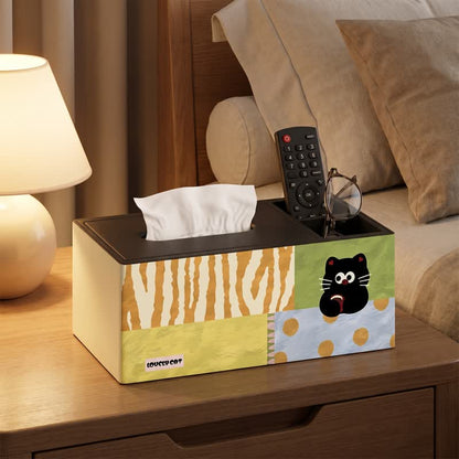 Ownkoti Playful Cat Patchwork Wooden Tissue Box Organizer - image 3