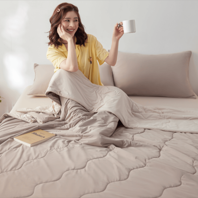 Ownkoti Double-Sided Cooling Lightweight Summer Comforter - Latte Beige - 79" × 91"  - image 8