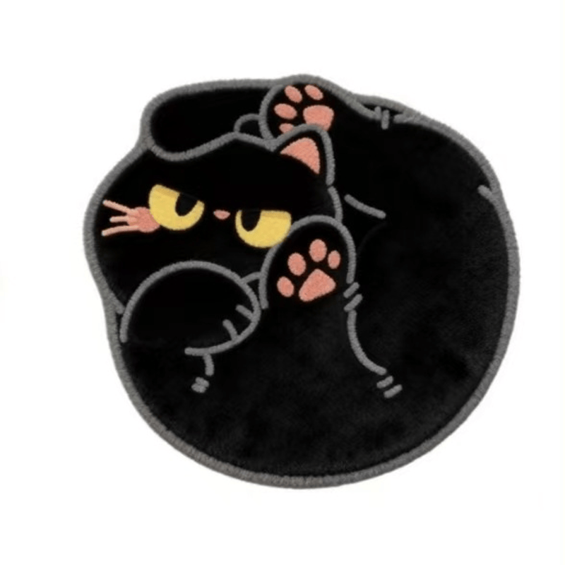 Ownkoti Curled Cat Faux Cashmere Seat Cushion - Black - 20" × 20" - image 6