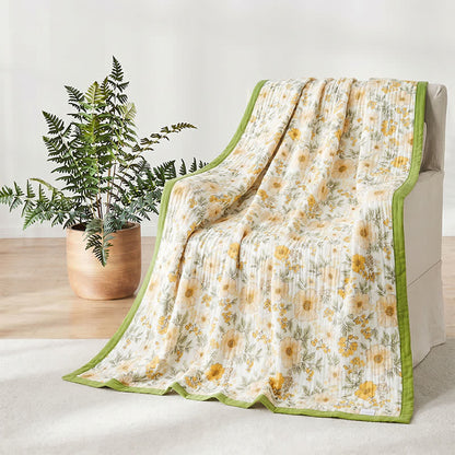 Ownkoti Meadow Bloom Yellow Cotton Gauze Blanket - image 2