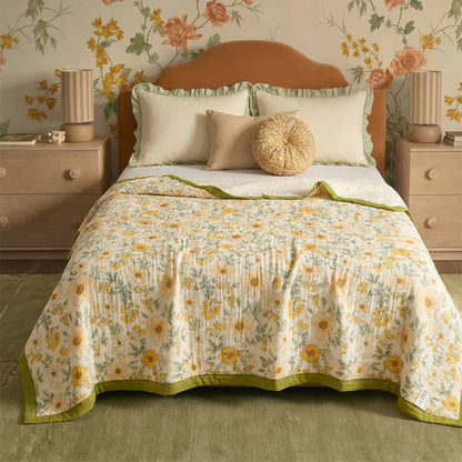 Ownkoti Meadow Bloom Yellow Cotton Gauze Blanket - image 0