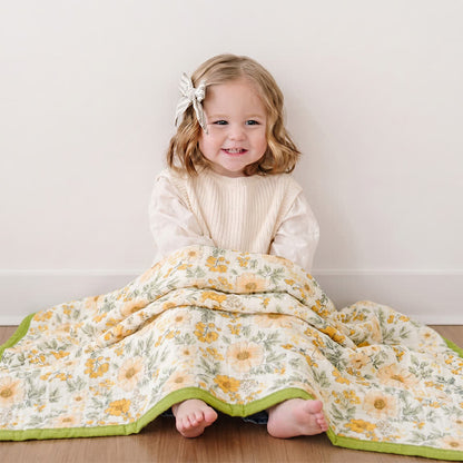 Ownkoti Meadow Bloom Yellow Cotton Gauze Blanket - image 3