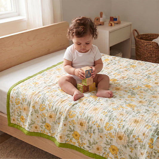 Ownkoti Meadow Bloom Yellow Cotton Gauze Blanket - image 0
