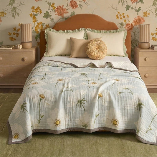 Ownkoti Soft Ivory Sunflower Cotton Blanket - image 0