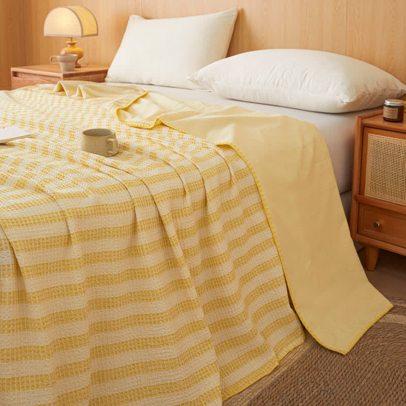 Ownkoti Textured Plaid Woven Bedspread with Scalloped Edge - Yellow - 79" × 91" - image 12