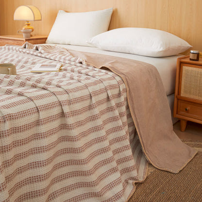 Ownkoti Textured Plaid Woven Bedspread with Scalloped Edge - Coffee - 79" × 91" - image 24