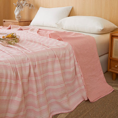 Ownkoti Soft Stripe Reversible Cotton Bedspread - Wide Pink Stripe - 79" × 91" - image 10