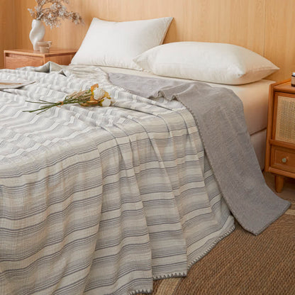 Ownkoti Soft Stripe Reversible Cotton Bedspread - Grey Stripe - 79" × 91" - image 15