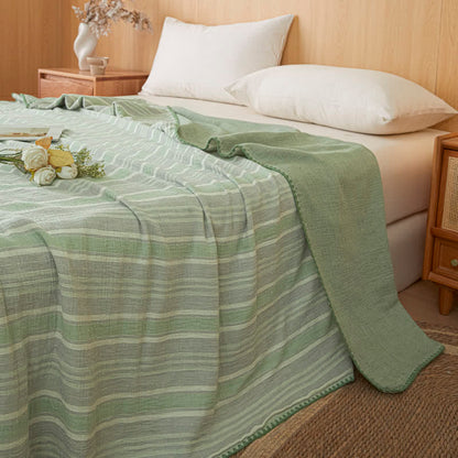 Ownkoti Soft Stripe Reversible Cotton Bedspread - Wide Green Stripe - 79" × 91" - image 20