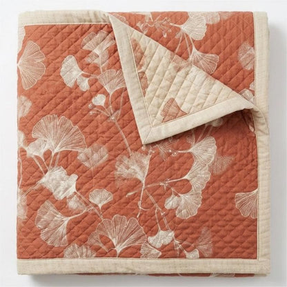 Ownkoti Red Ginkgo Leaf Pattern Cotton Blanket - image 5