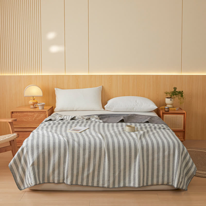 Ownkoti Textured Plaid Woven Bedspread with Scalloped Edge - image 8