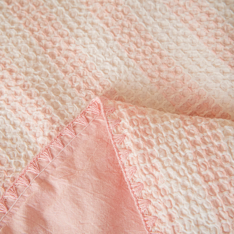 Ownkoti Textured Plaid Woven Bedspread with Scalloped Edge - image 22