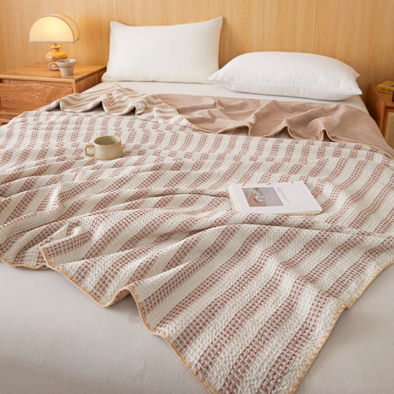 Ownkoti Textured Plaid Woven Bedspread with Scalloped Edge - image 25