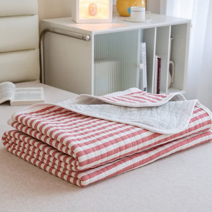Ownkoti Blush Stripe Quilted Cotton Summer Quilt - Pink - 79" × 91" - image 4