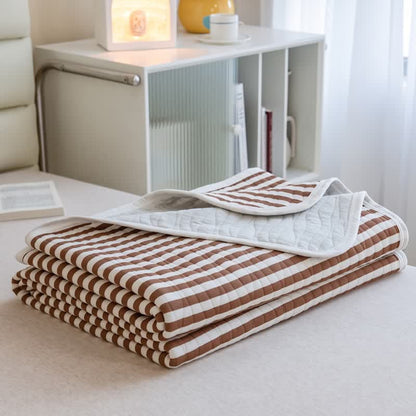 Ownkoti Blush Stripe Quilted Cotton Summer Quilt - Caramel - 79" × 91" - image 6