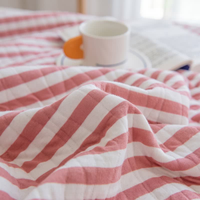 Ownkoti Blush Stripe Quilted Cotton Summer Quilt - image 3