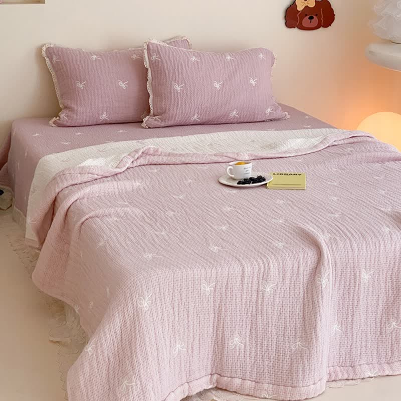 Ownkoti Ruffled Bow Quilted Lyocell Summer Quilt - image 2