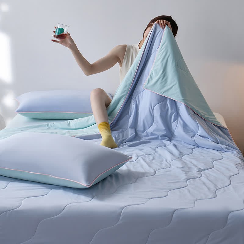Ownkoti Double-Sided Cooling Lightweight Summer Comforter - Bright Blue - 79" × 91"  - image 0