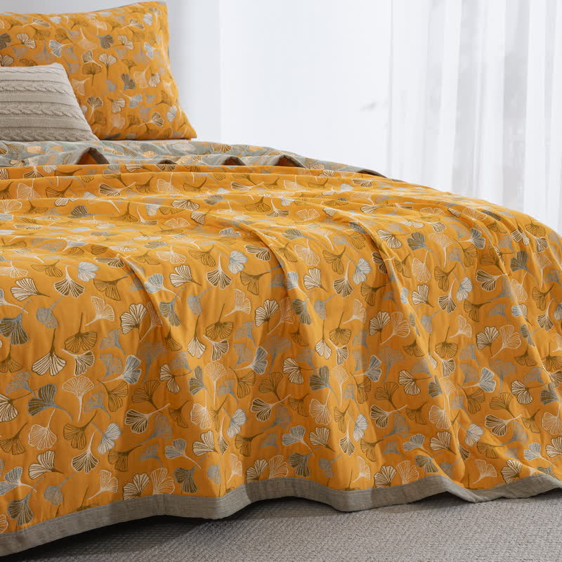 Ownkoti Golden Ginkgo Reversible Cotton Blanket - image 2