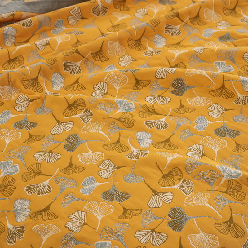 Ownkoti Golden Ginkgo Reversible Cotton Blanket - image 6