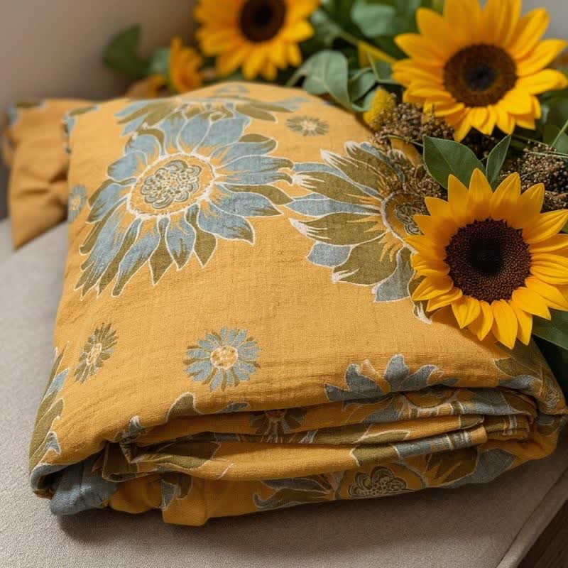 Ownkoti Vintage Orange Sunflower Cotton Blanket - image 4