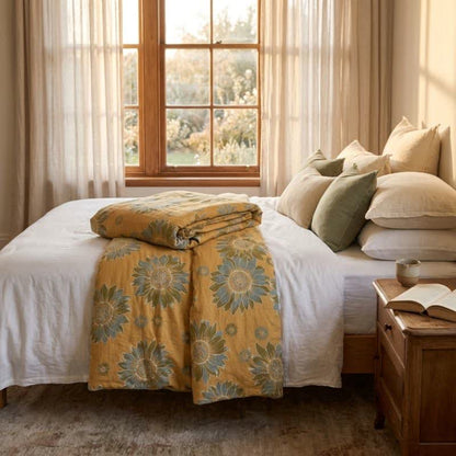 Ownkoti Vintage Orange Sunflower Cotton Blanket - image 3